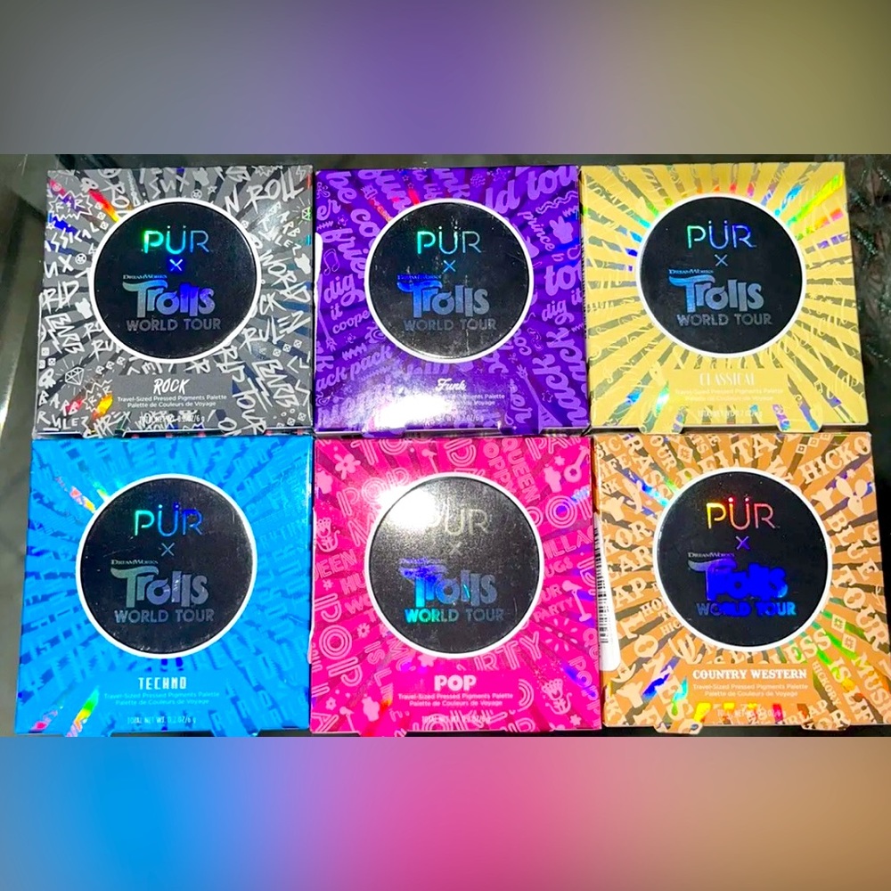 PUR X TROLLS World Tour eyeshadow palettes